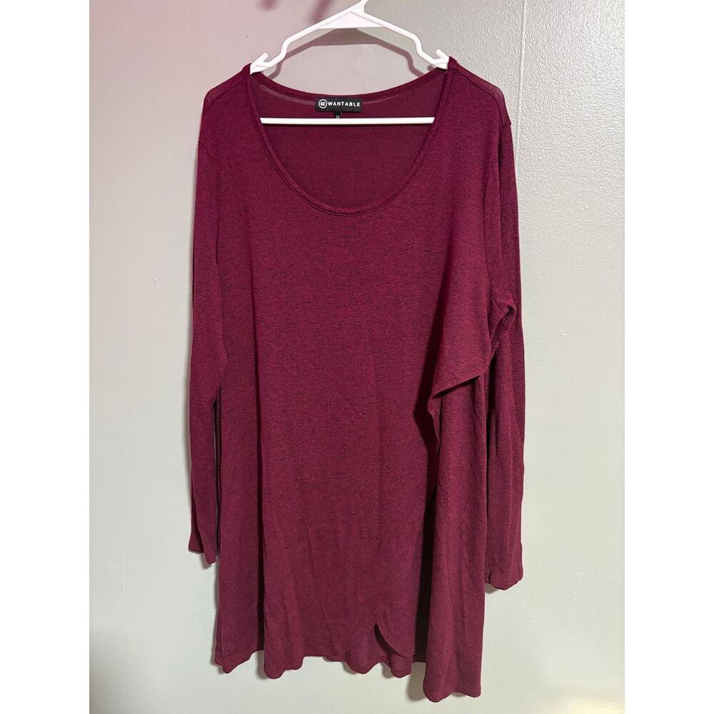 Wantable Burgundy Long Sleeve Scoop Neck Top | Size 1X